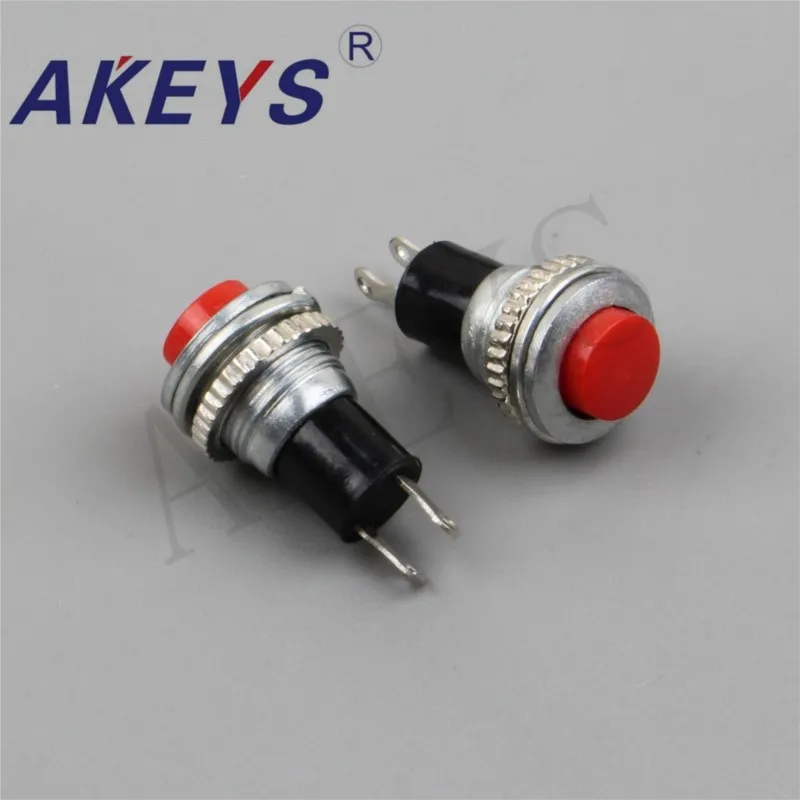10PCS PS-316 2pin red head Metal thread Release Button Switch mechanical power button switch PS-40