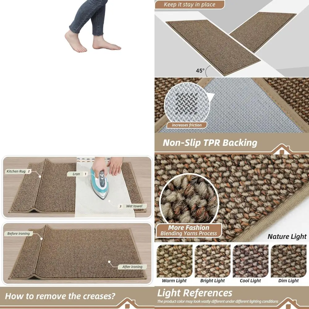 

Нескользящие кухонные коврики из 2 предметов, впитывающие, устойчивые к пятнам направляющие, можно стирать в машине, 24x36 и 24x60, серо-серый