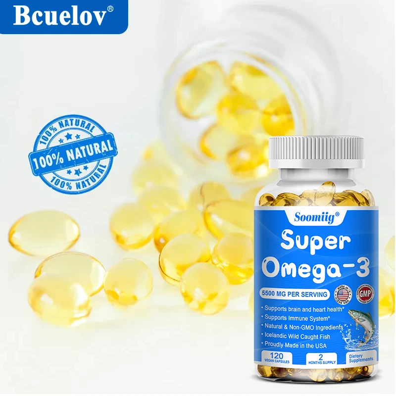 Natural Wild Omega 3 Fish Oil Capsules - Super Dietary Supplement - Heart Health, Immune, Eyes, Brain & Cognitive Function