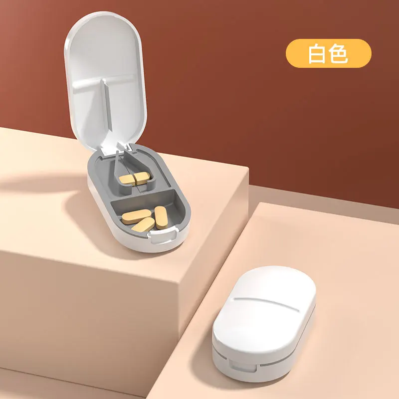 1PC Pill Cutter Box Portable Drug Box Tablet Cutter Splitter Medicine Pill Holder Pill Cutter Box