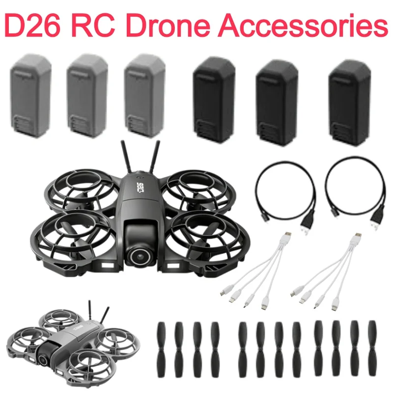 D26 RC Drone Battery Blades D26 Drone 3.7V 750mAh Battery For D26 RC Quadcopter Spare Parts Accessories Propeller USB Line