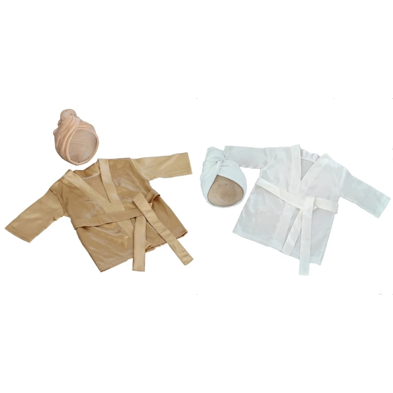 

Newborn Photography Clothes Beach Costume Set Bathrobe Photo Props Baby Headband