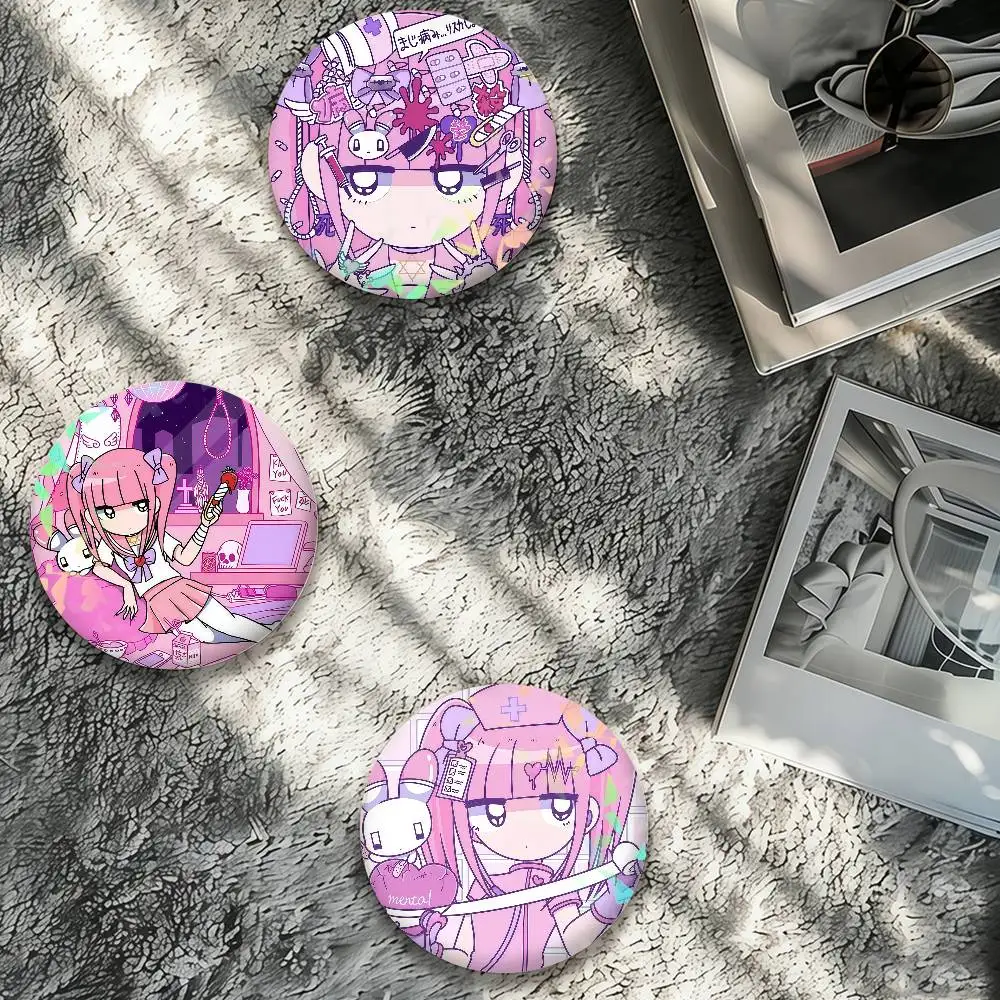 Cartoon Menhera C-Chan kawaii pink Laser Badge Pins Handmade Brooches for Backpack Gifts Bag Decor Fans Collect