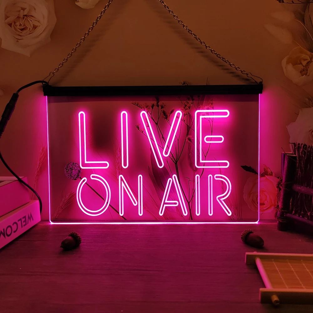 On Air Live Recording Studio Video Room LED Neon Sign-3D Carving Wall Art for Home,Room,Bedroom,Office,Farmhouse Decor