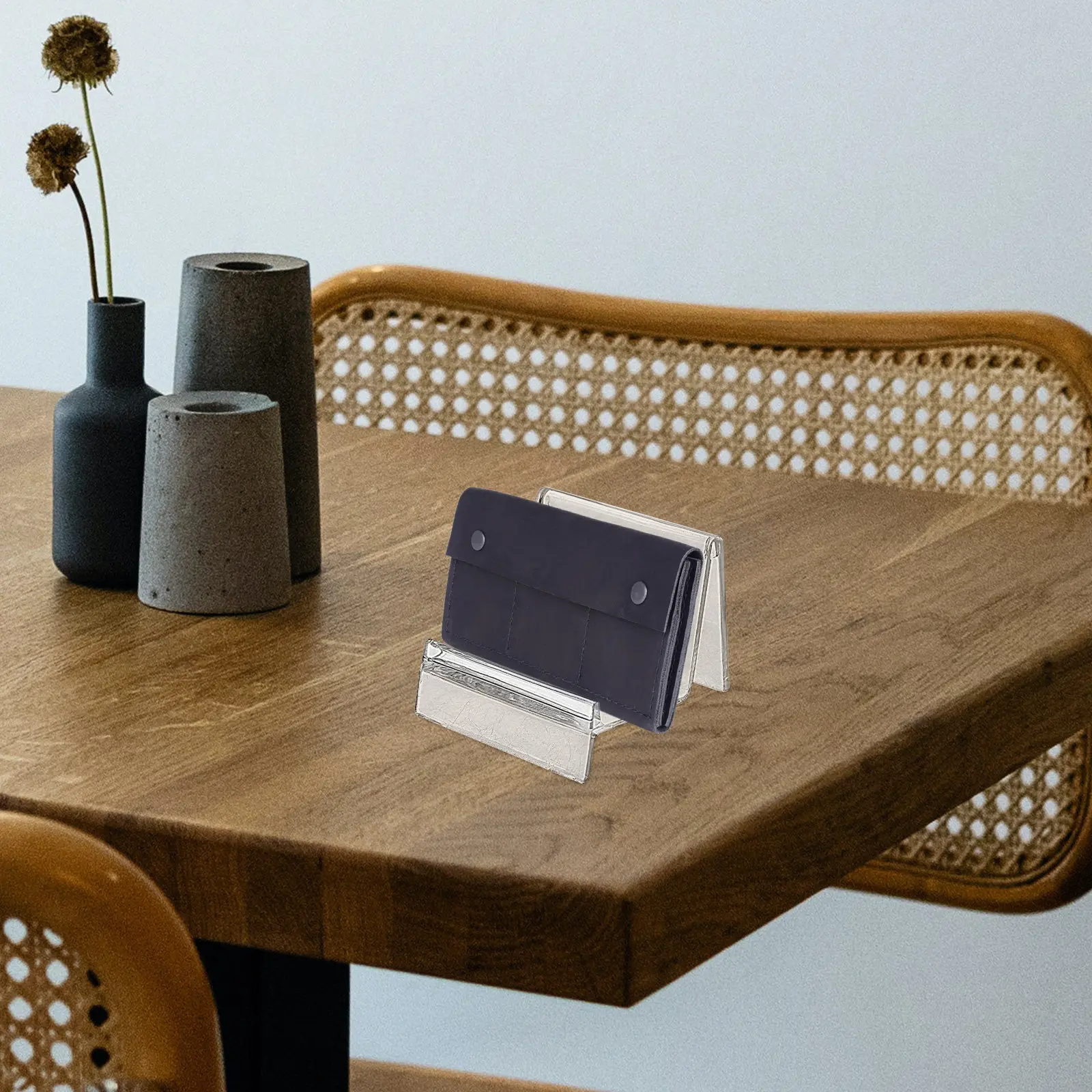 

5Pcs Premium Pc Material Wallet Display Stand Compact Desktop Organizer for Wallets Phones Bracelets Jewelry Transparent Display