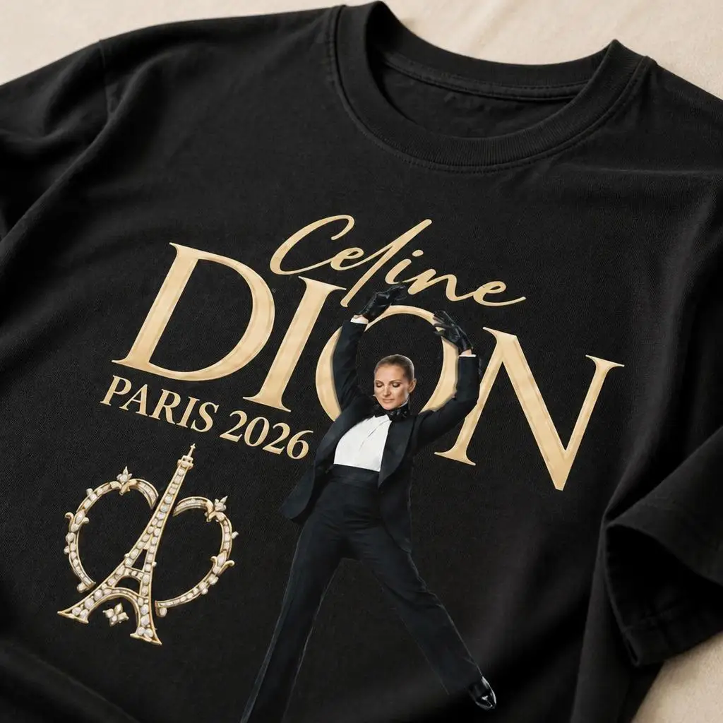 Celines Dions Paris 2026 Legendary Singer Comeback Men T Shirt 100% Cotton Clothing Fun Short Sleeve Tee Gift T-Shirts