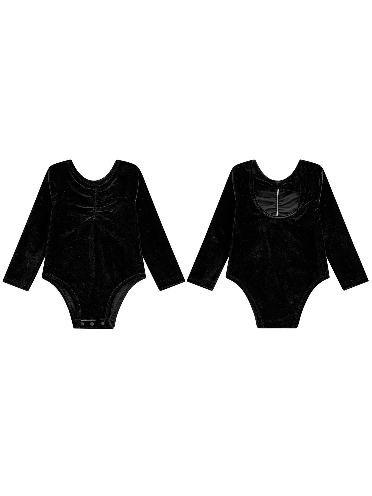 رائعتين طفلة رداء رقص الباليه بأكمام طويلة وفتحة رقبة على شكل حرف V في ثوب فضفاض للرقص أنيق بلون واحد للراقصات الصغار #2