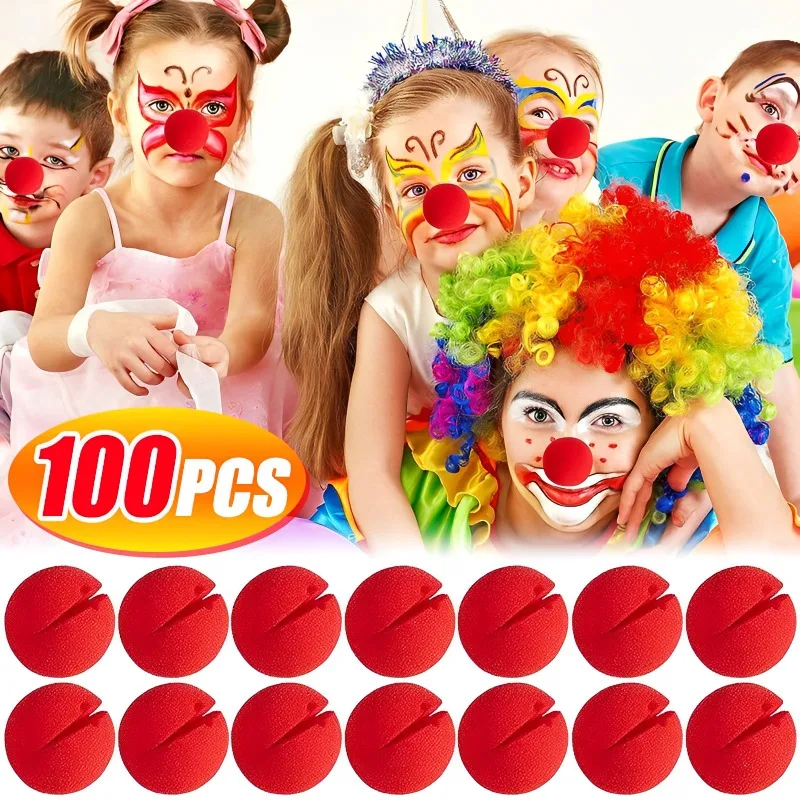 1-100pcs Red Clown Noses Foam Sponge Noses Circus Magic Props For Christmas Halloween Comic Costume Party Adults Kid Decoration