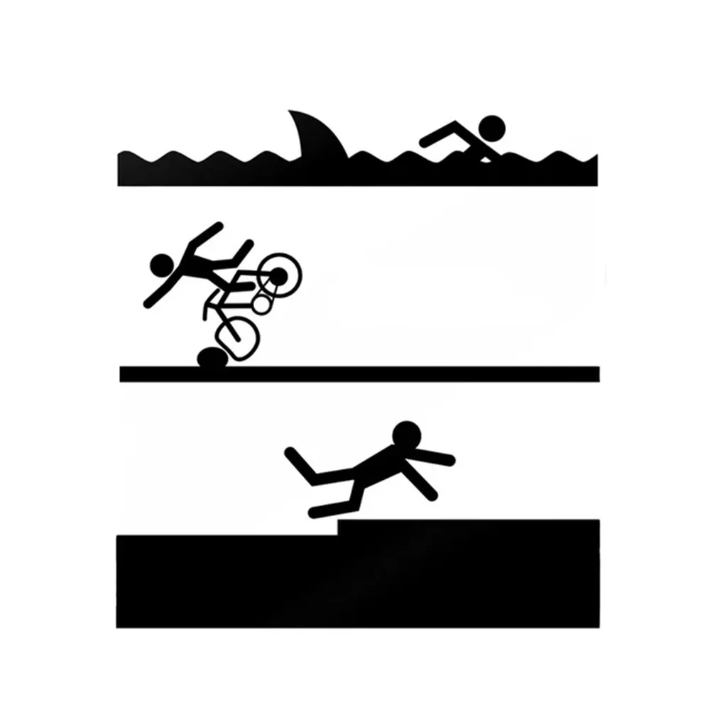 

13.4X14.3CM Triathlon Swim Bike Run Vinyl Decal, Sport Theme Sticker for SUV Truck Motorcycle, Waterproof Auto Exterior Decor