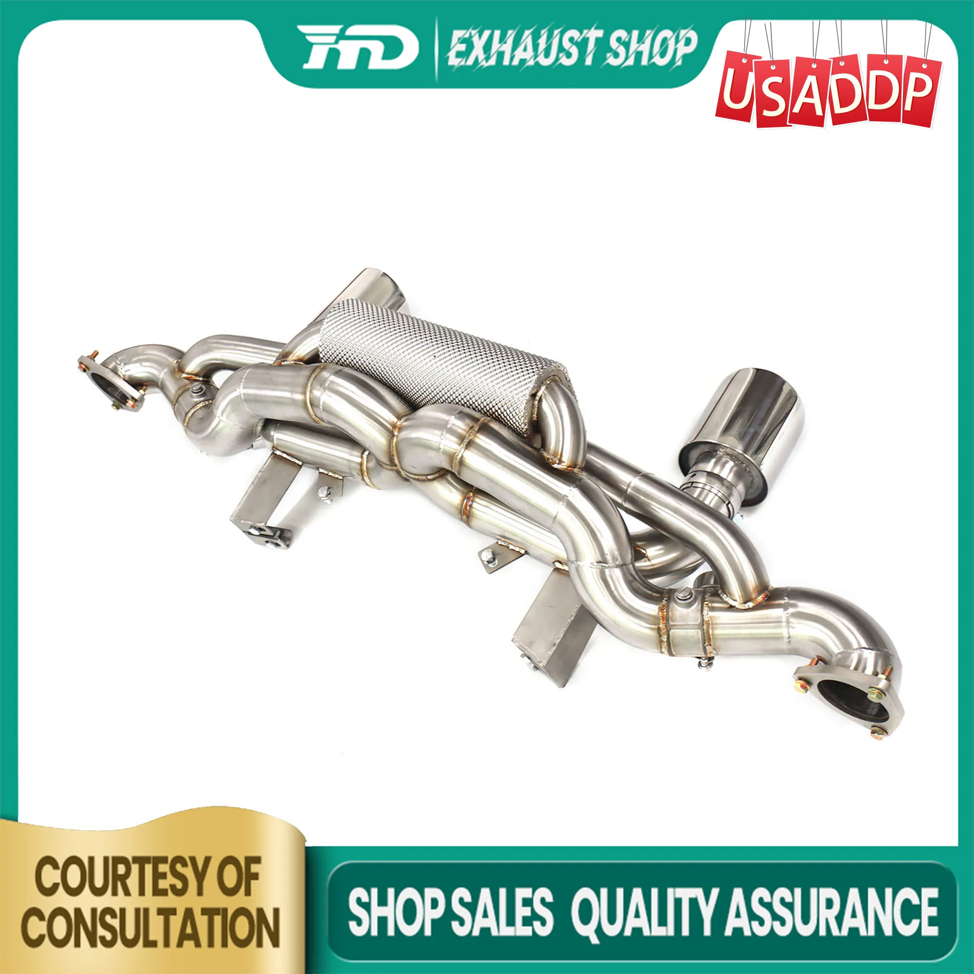 عادم HMD لبورشه 718 كايمان GT4 RS 2022 + 4.0T Catback SS304 صمام تفريغ نصائح سهلة التركيب كاتم الصوت