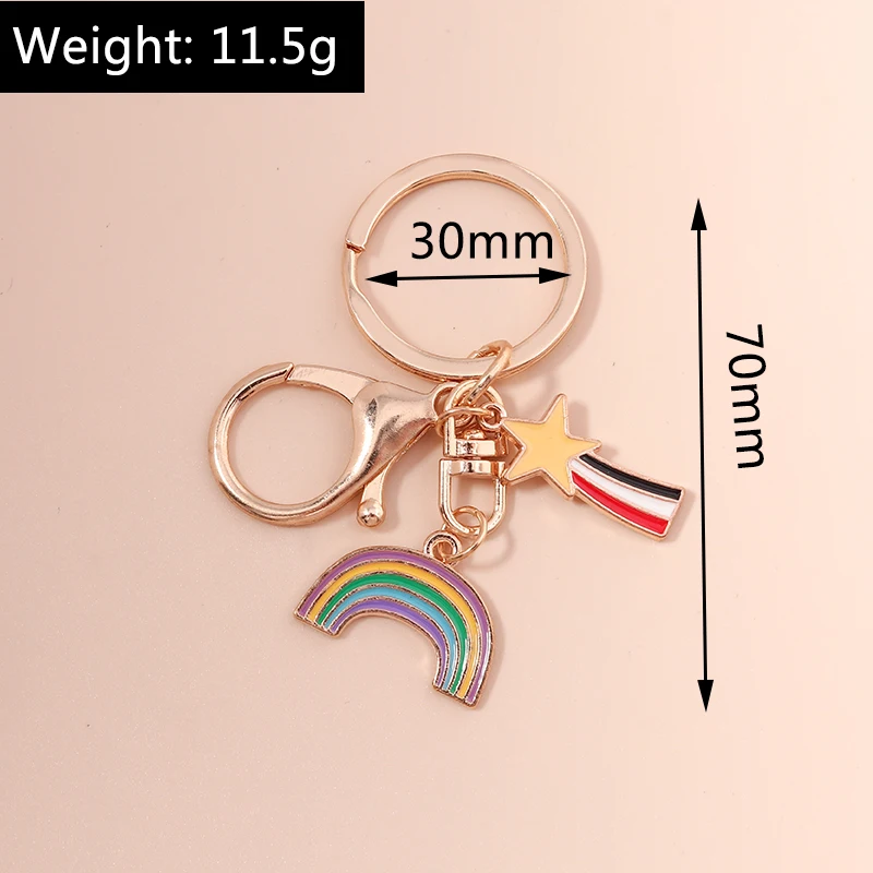 Niedliche Regenbogen Schlüssel anhänger Emaille Pflanze Kaktus Sonne Charms Schlüssel ringe Souvenir Geschenke für Frauen Männer Auto Schlüssel Handtasche Anhänger Schlüssel anhänger – Detail 32