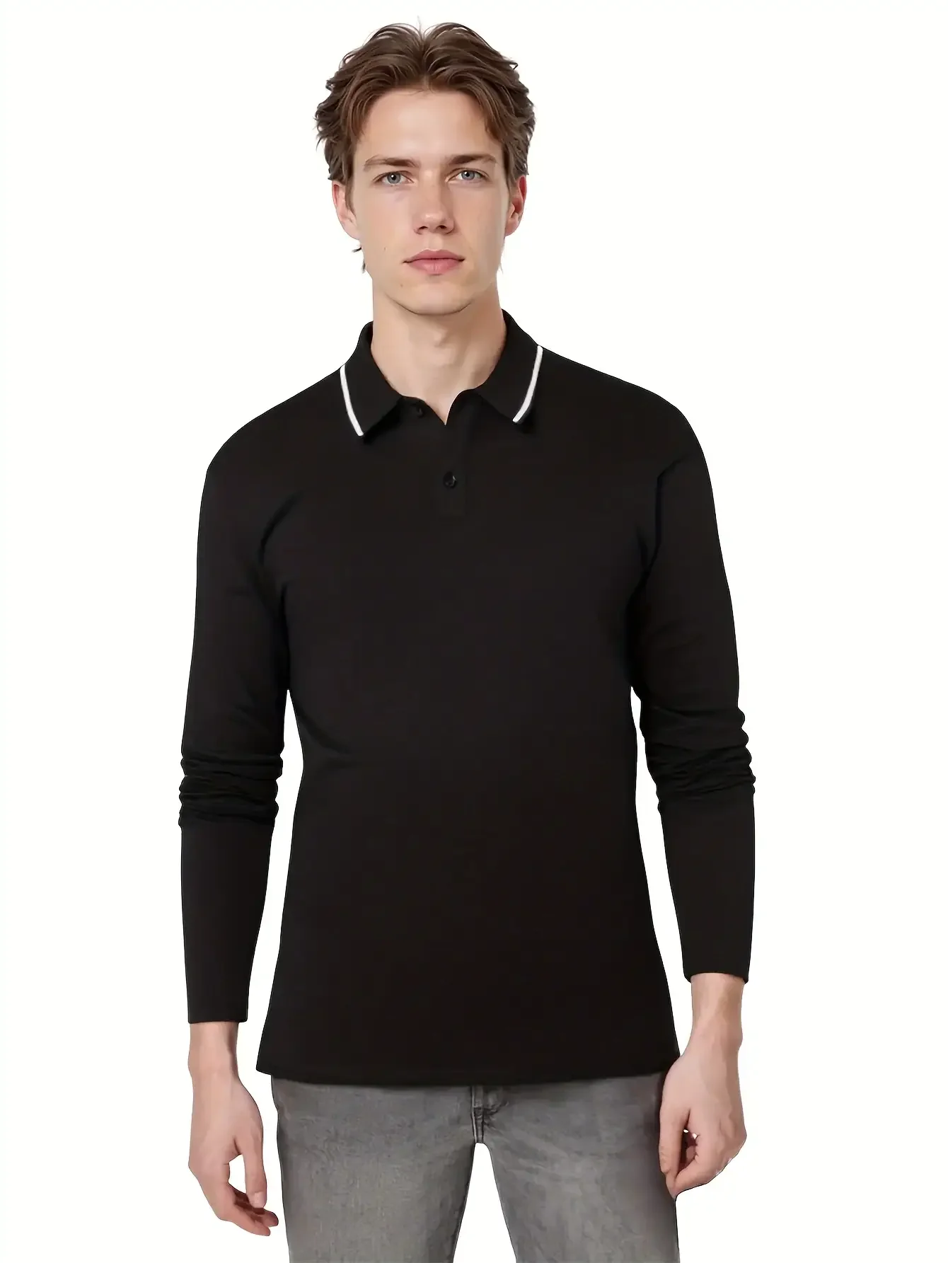 

Мужская рубашка с длинными рукавами и воротником на пуговицах, модная и удобная мужская рубашка на весну и осень, спортивный гольф