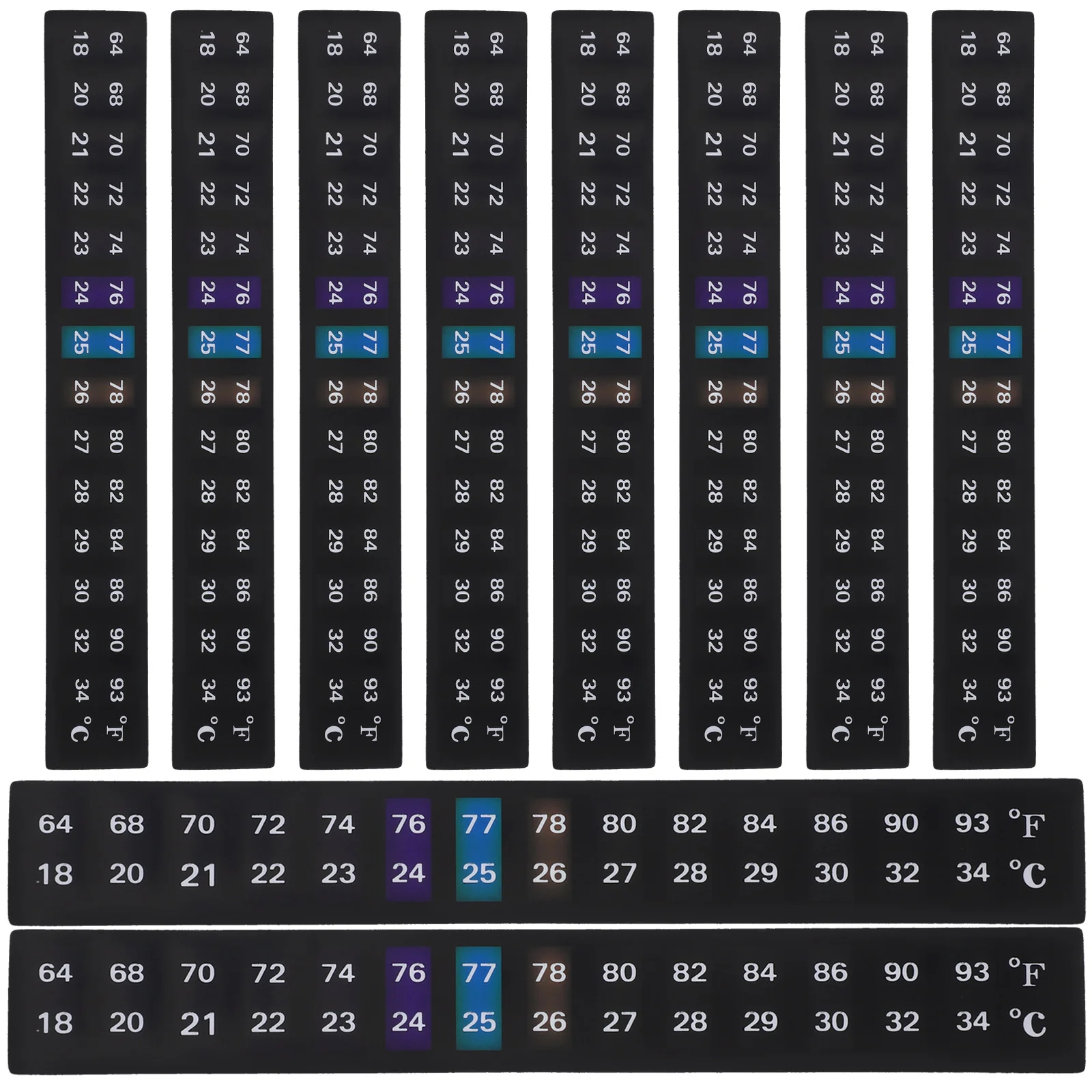 

10Pcs Aquarium Thermometer Sticker Color Changing Stick on Strip 18-34 Celsius Fish Tank Brewing Storage Temperature Monitoring