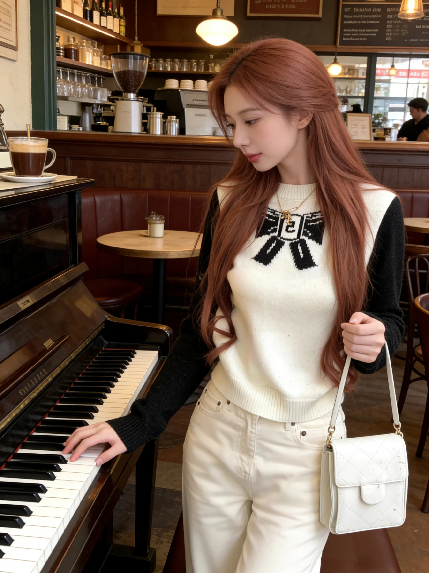 Loose Long Sleeve Knitted Sweater Women's Winter Fashion  Knot Color Block round Neck Pullover Warm Atmosphere Top