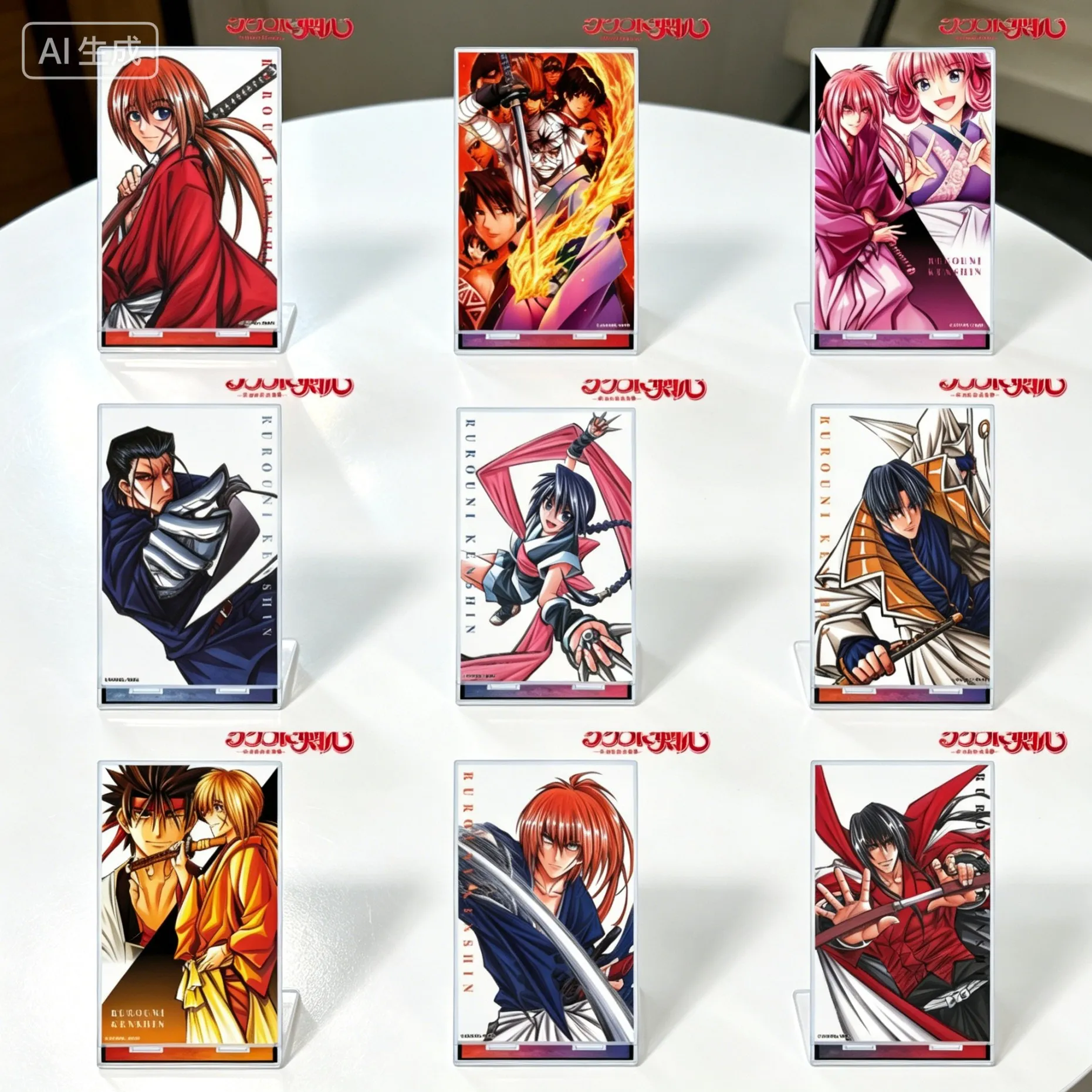 Figura Acrílica Rectangular de Himura de Rurouni Kenshin, Placa Decorativa, Llavero, Decoración para Dormitorio, Regalos para Fans del Anime