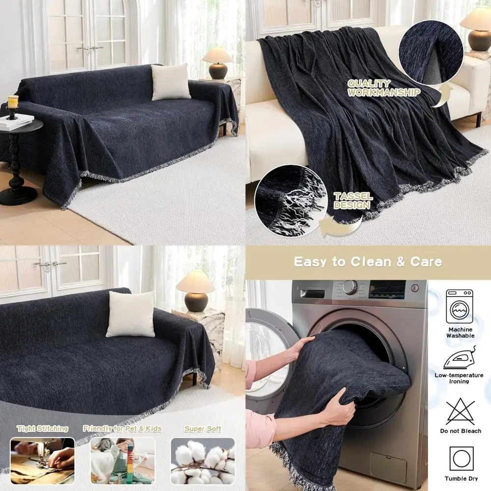 

Pet-Friendly Oversized Sofa Covers for 3-Cushion L-Shaped Sectional Couches, Suitable for Large Couches and Sectionals