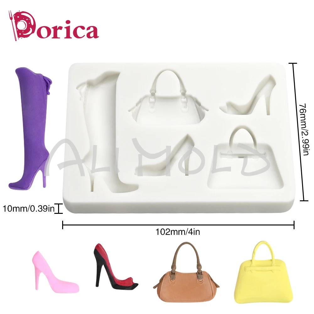 Fashion Girl High Heel/Bag Design Silicone Mold Fondant Chocolate Cake Mould DIY Resin Clay Model Cake Decorating Tools Bakeware