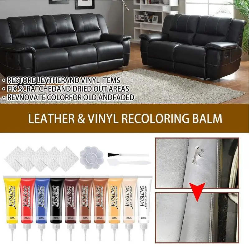 Car Seat Leather Repair Agent Vinyl Repair Kit Car Instrument Panels Sofas Coats Repair Gel Cleaner Cream 7Color 20ml