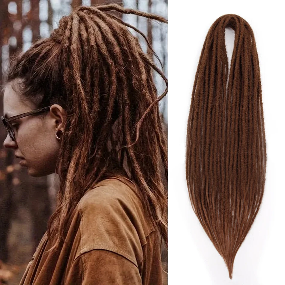 

Синтетические дреды для наращивания волос, вязаные крючком пряди для женщин, ручная работа, косы из вязаных волос 0,6 см, двойные дреды в стиле хиппи.