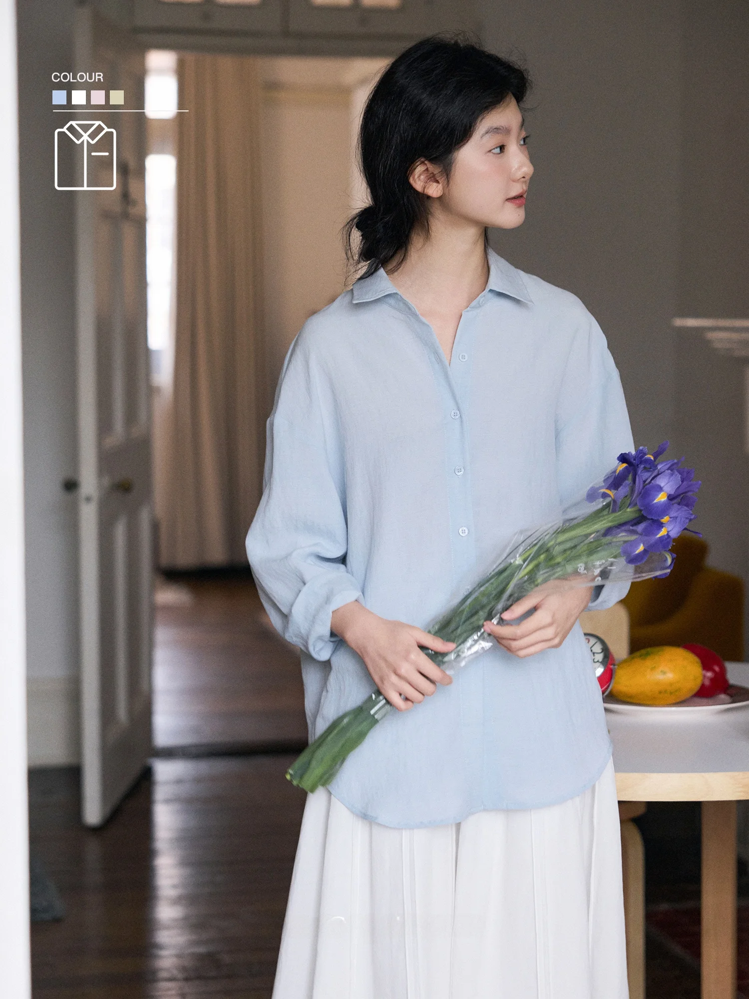 

Женская рубашка Budapest Cloud Light из льна с охлаждающим эффектом, с воротником, в повседневном стиле, с длинным рукавом, солнцезащитная, четыре цвета