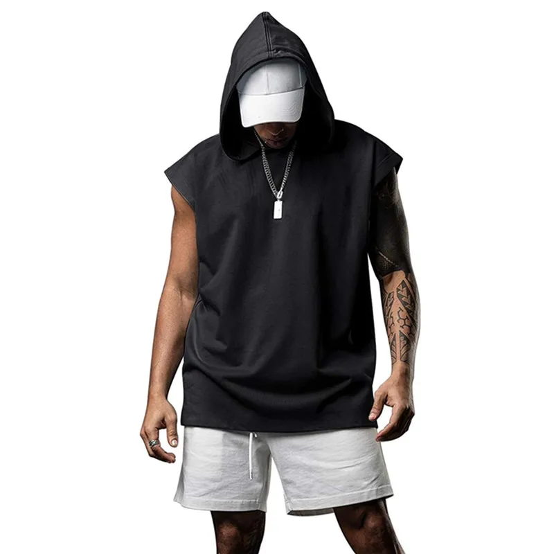 New Men\'s Sleeveless Loose Vest Tank Tops Large Sports Hoodies Casual Pullover T-shirt