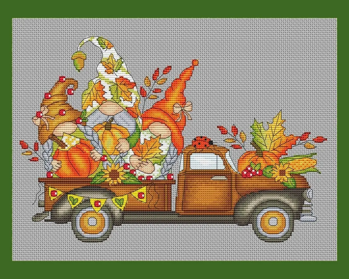 Cross Stitch Patterns DIY Embroidery Threads Homefun Needlework Handmade Homefun Counted Truck Dwarves 37-28