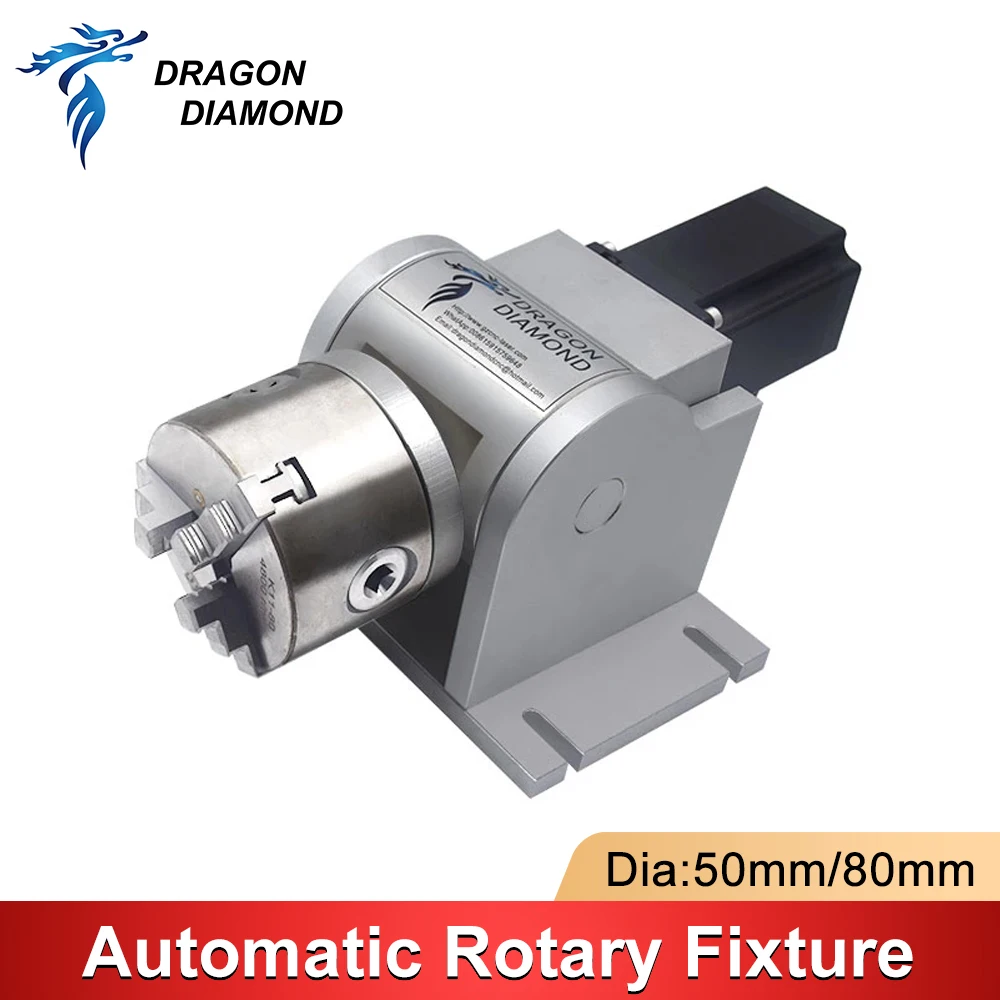 DRAGON DIAMOND Laser Rotary Engraving Attachment with Chucks Max Dia.80/100mm For Fiber Laser Marking Machine