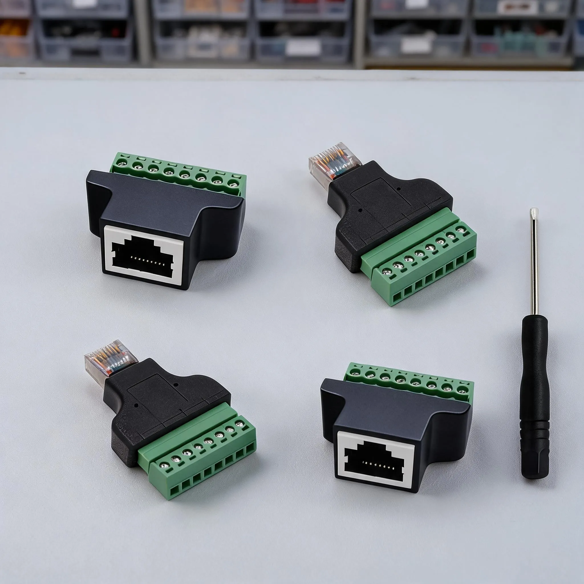 Network Adapter For RJ45 Green Screw Female Terminal Connector Adapter Reliable Female To 8 - Pin Terminal Block