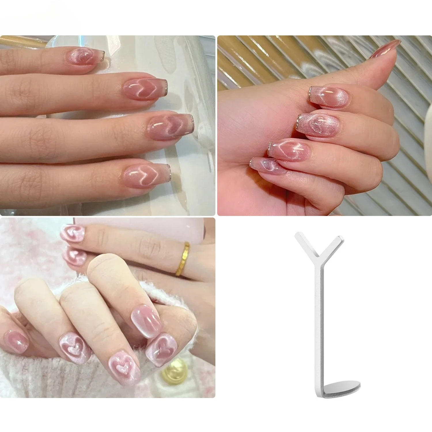 อุปกรณ์ทำเล็บยอดนิยม แม่เหล็กตาแมวรูปหัวใจแบบ Y  แม่เหล็กตาแมวรูปหัวใจ (ไม่ใช่แม่เหล็ก)