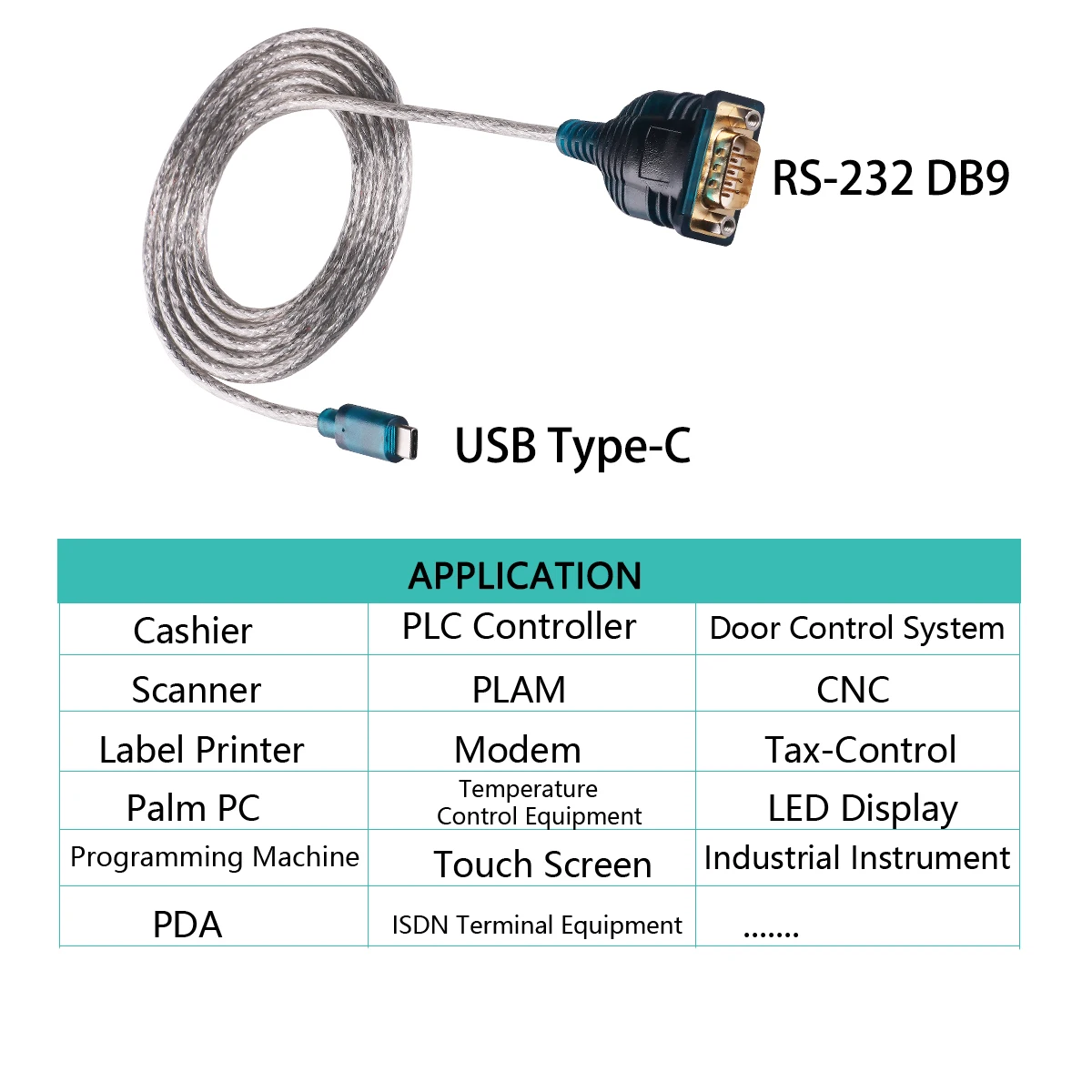 USB Typec Type-C to RS232  Serial Cable  Converter  PDA DB9 Male 9 Pin Adapter FTDI for Win 11 10 8 7 Mac OS