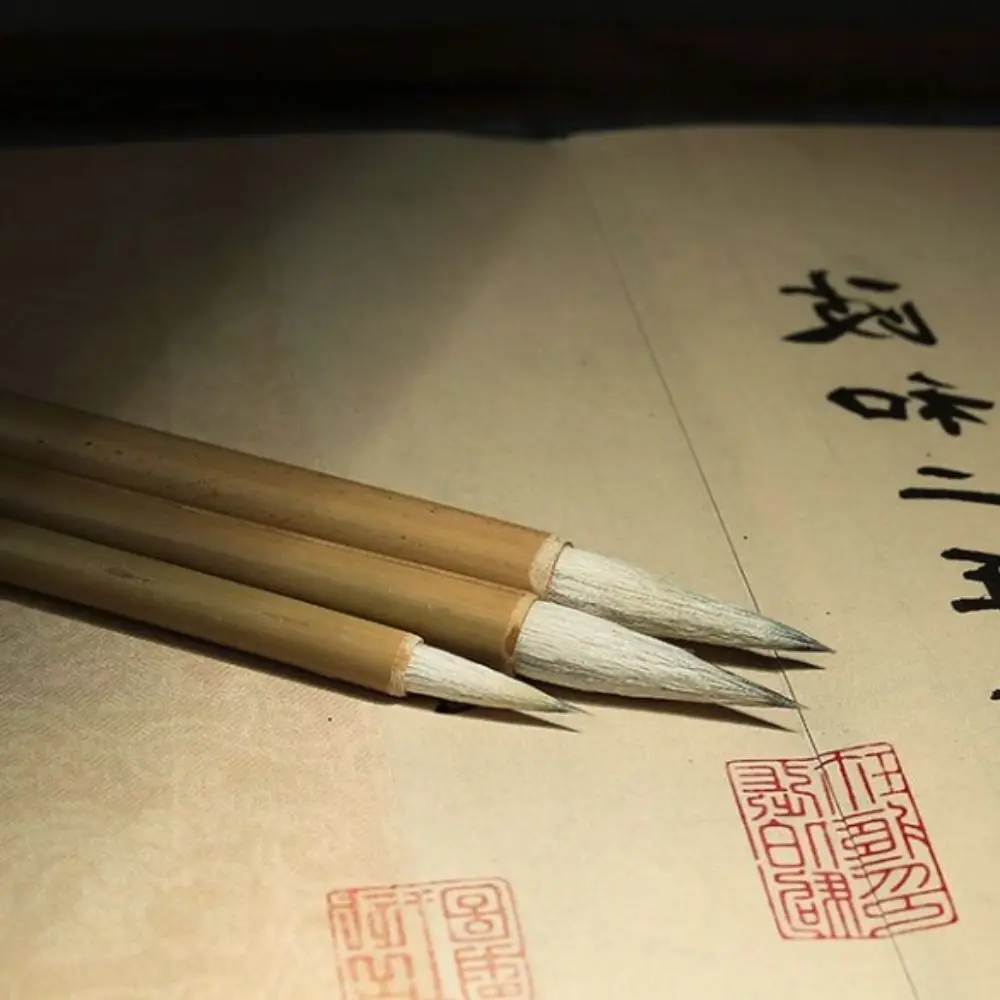 Traditional Chinese Calligraphy Brush Oil Watercolor Wolf Hair Scriptures Writing Brush Bamboo High-end Art Paint Brush Class