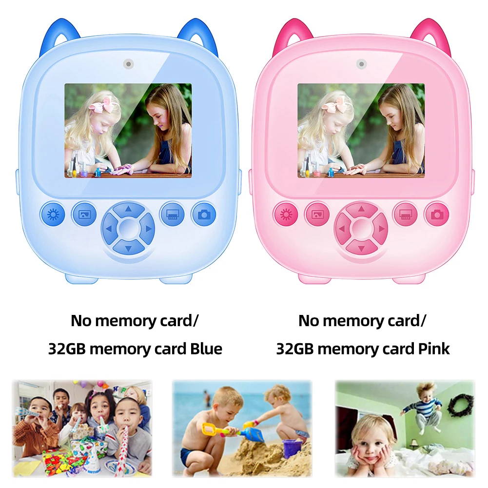 

Children Digital Camera 1080P HD with Print Paper & 32G Card 2.4Inch IPS Screen Gifts for Girls Age 3-12 Birthday Christmas