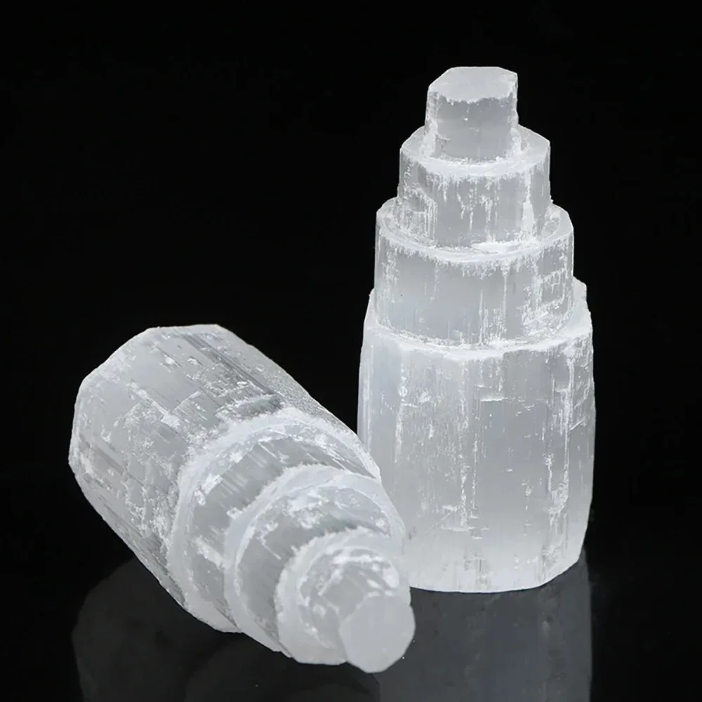 Selenite Tower Crystal Wand for Meditation, Chakra Healing & Energy Cleansing, Natural White Stone Spiritual Decor for