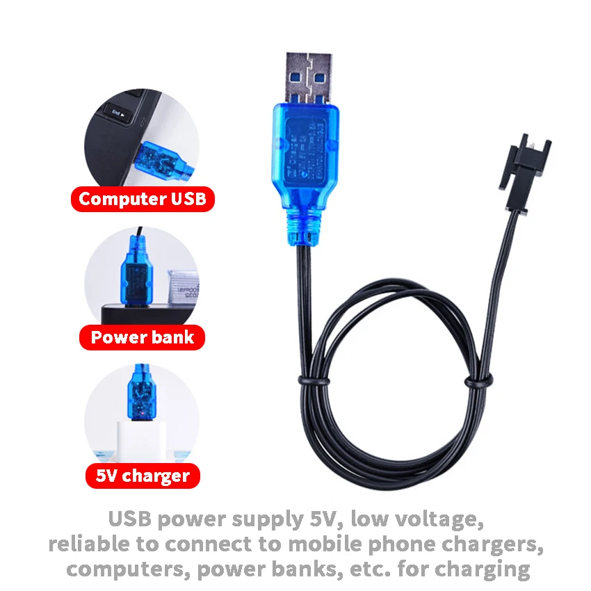 1 قطعة 3.7 فولت SM شاحن بطارية ليثيوم شاحن يو اس بي SM إلى الأمام التوصيل لعبة كهربائية USB كابل شحن أجزاء #1