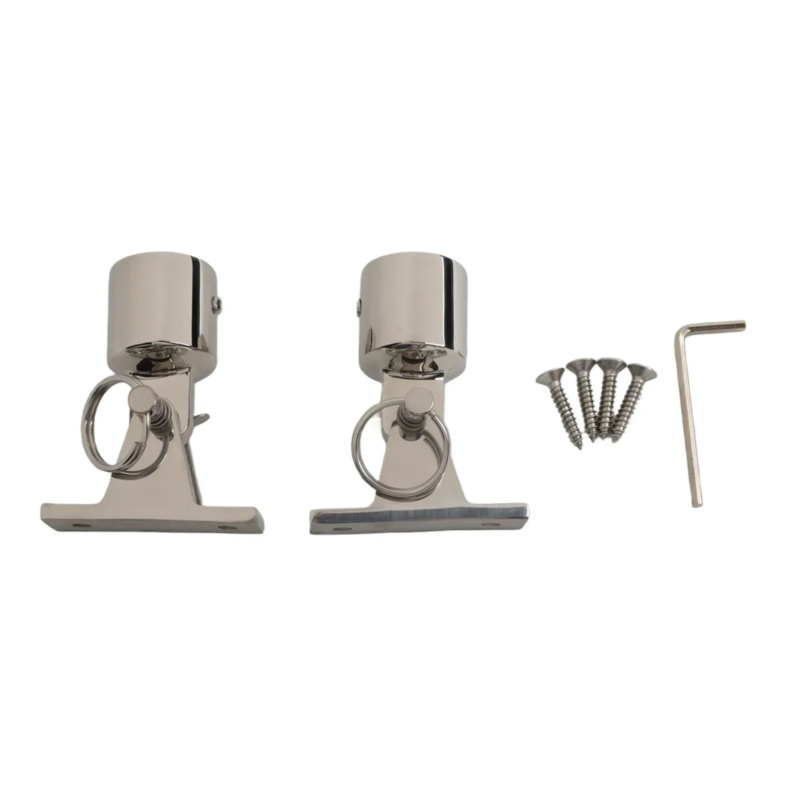 Heavy Duty Stainless Steel Deck Hinges 2 Pair with Quick Release Pin Eye End and Installation Wrench for Bimini Top Setup