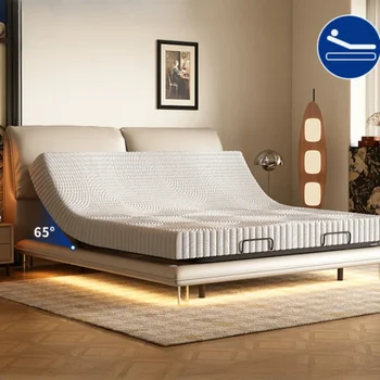 Pretty Modern White Double Bed Frame Mattress Elegant Loft Adjustable Bed Electric Adults Cama De Casal Bedroom Furniture Luxury