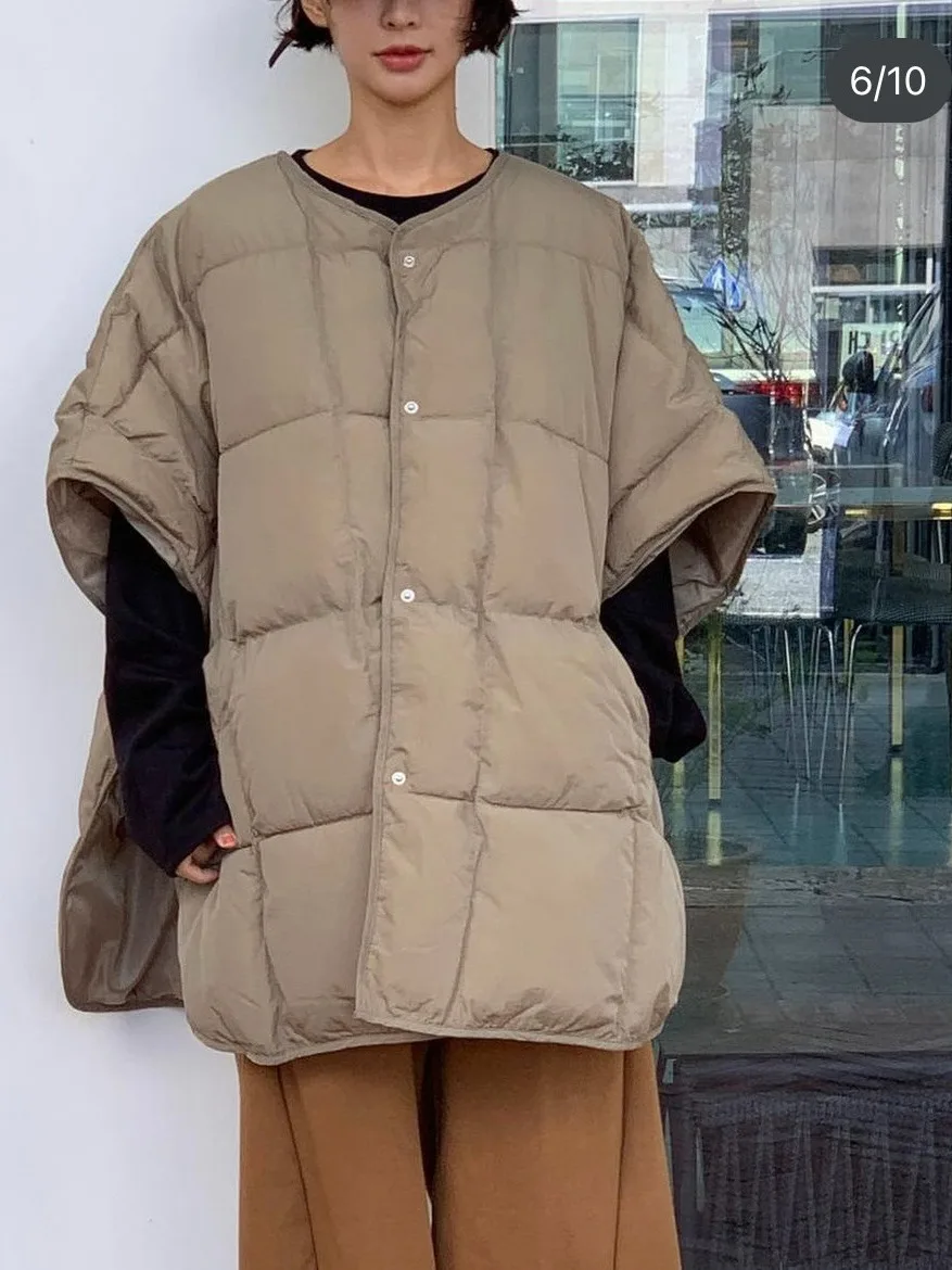 

Retro Design Loose Women's Cotton Vest Jaet Svel Single Button Trendy Winter Outerwear Versatile Casual Sle