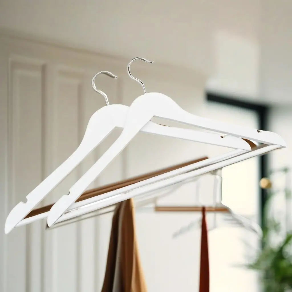 100-Piece Non-Slip White Hardwood Clothes Hangers Set - Durable & Space-Saving Solution