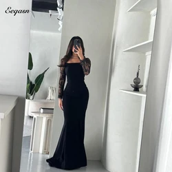 Elegant Mermaid Black Prom Dresses Lace Long Sleeve Evening Dress 2026 Customized Ball Gown Saudi Arabia Wedding Party Gown Gala