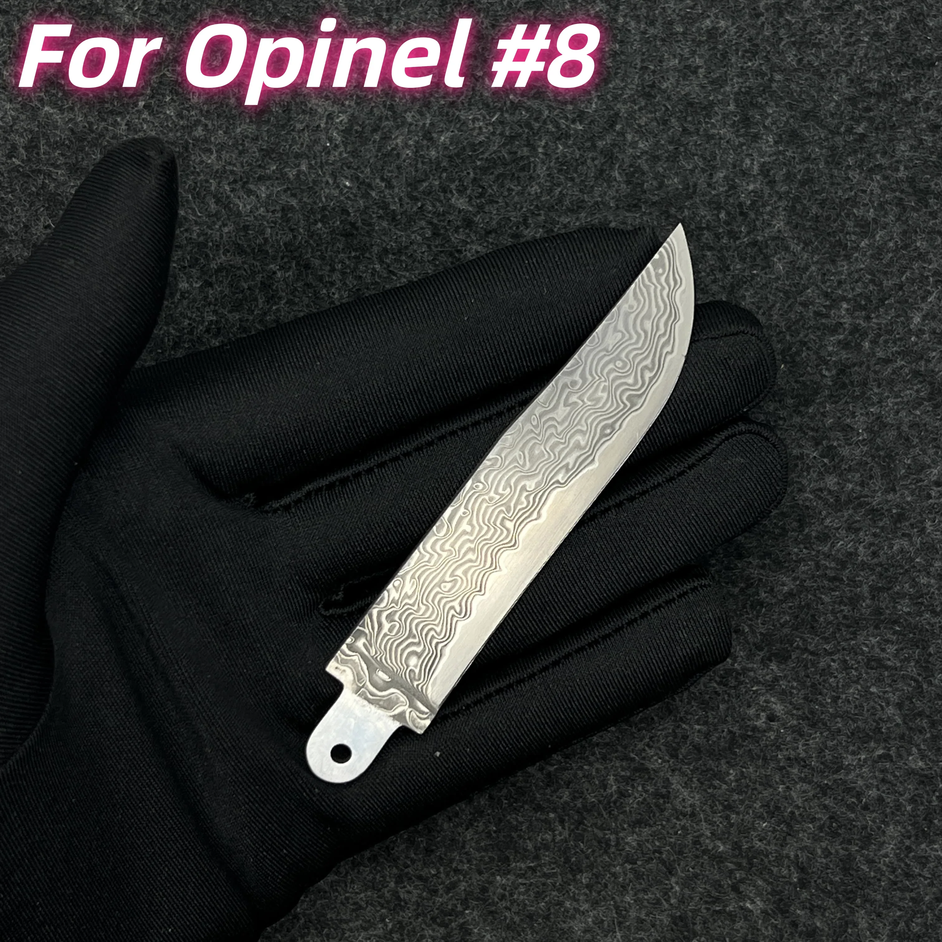 Made of VG10 Core Damascus Steel Replaceable Blade For Opinel No.8 #8 Folding Knife DIY Accessories