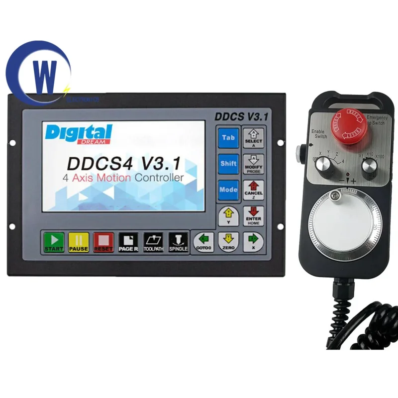 DDCSV3.1 3/4 Axis G Code CNC Offline Stand Alone Controller For Engraving Milling Machine DDCS V3.1  4-axis E-Stop MPG Handwheel