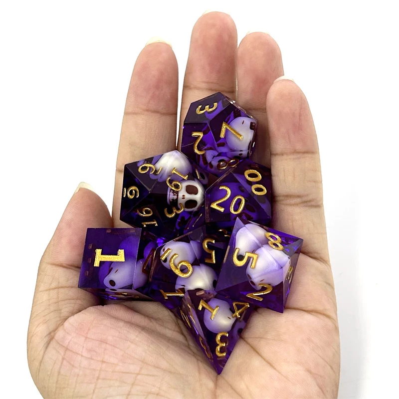 7Pcs Resin Material Dices Polyhedron Multicolour Number Decorations TRPG Games Party Board Games Entertainment Dice