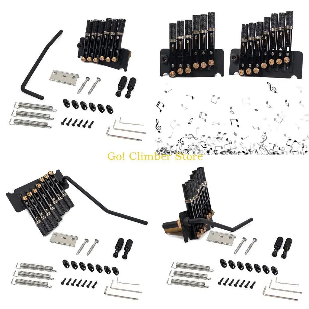 

Q84C 6/7 Strings Headless Guitar Bridge Tremolo System Set with Tailpiece Black Tremolo Bridge Device Electric Guitar Parts