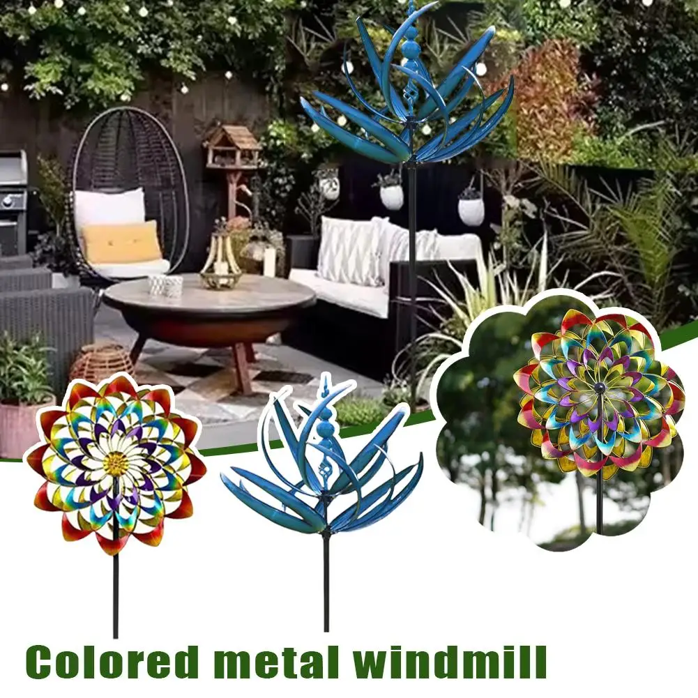 

Colored Metal Windmill Garden Lawn Outdoor Decoration Unique Wind Collectors Spinner Solar Wind Powered Catchers For Garden F4W1