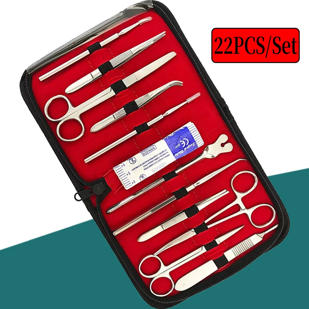 

22 шт., оборудование для преподавания анатомии, зонд из нержавеющей стали, ножницы, пинцет, студенческий экспериментальный инструмент, комбинированный набор