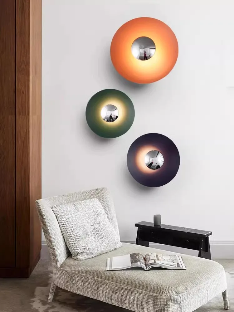 Moderno led luz de parede redonda arandela lâmpada parede nordic cor criativa sala estar tv interior escada luzes cabeceira luminária decoração casa