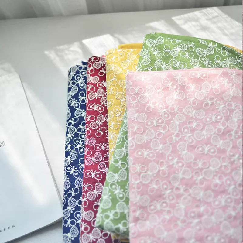

Cotton Polyester Embroidery Colorful Butterfly Fabric Handmade Curtains Dresses Jackets Tablecloths DIY Shoes Pants Accessories