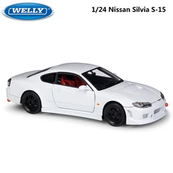 WELLY Diecast 1:24 Car Racing Car Metal Nissan Silvia S-15 Model Toy Car Alloy Sports Car For Kids Crafts Decoration Collection