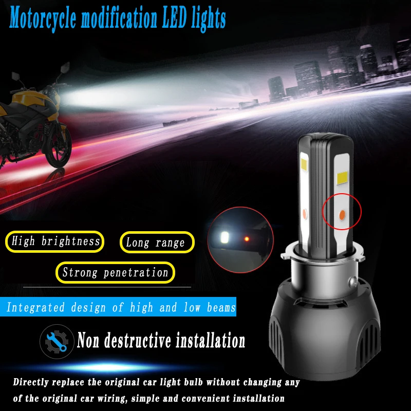 H4 BA20D H6M Motorcycle LED Headlight Bulb,40W 4400LM Super Bright H6 High Low Beam LED Bulb for Motorcycle Car eBike.