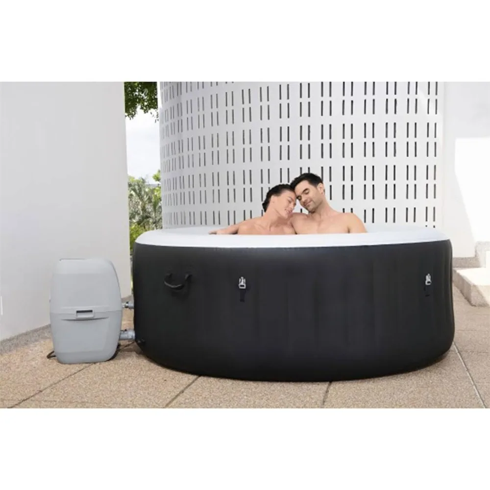 Outdoor bathtub, inflatable circular bathtub, equipped with 60 soothing jets and underwater anti slip/spa seats, outdoor bathtub